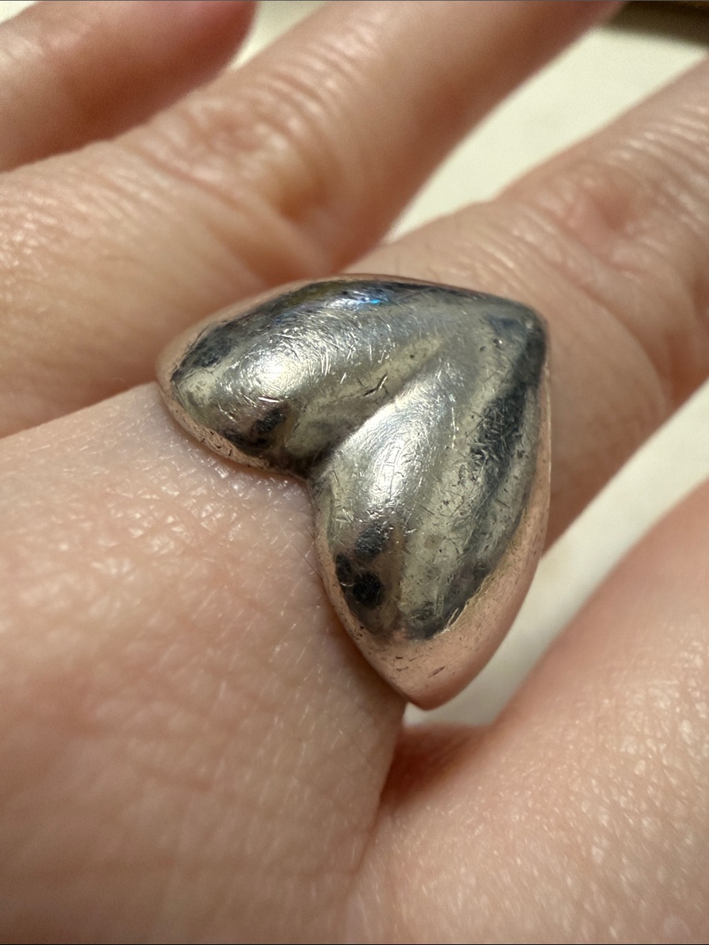 Sterling Silver 925 Heart Dome Ring size 7.25 - Picture 4 of 13
